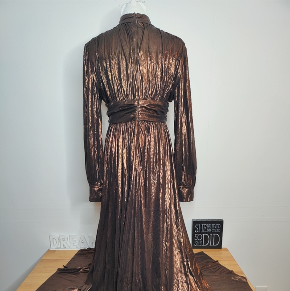 #2 Momnfancy Solid Cut Out Front Shimmery Bronze Dress with front slit. Sex… - Picture 4 of 6